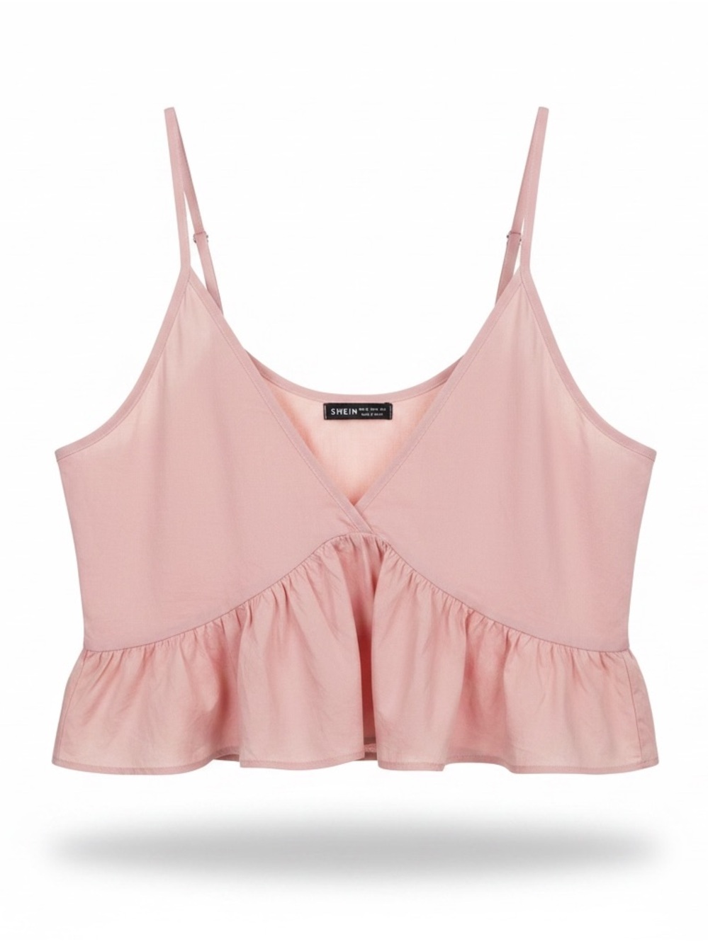 SHEIN Light Pink Ruffle Hem Adjustable Strap Cami
